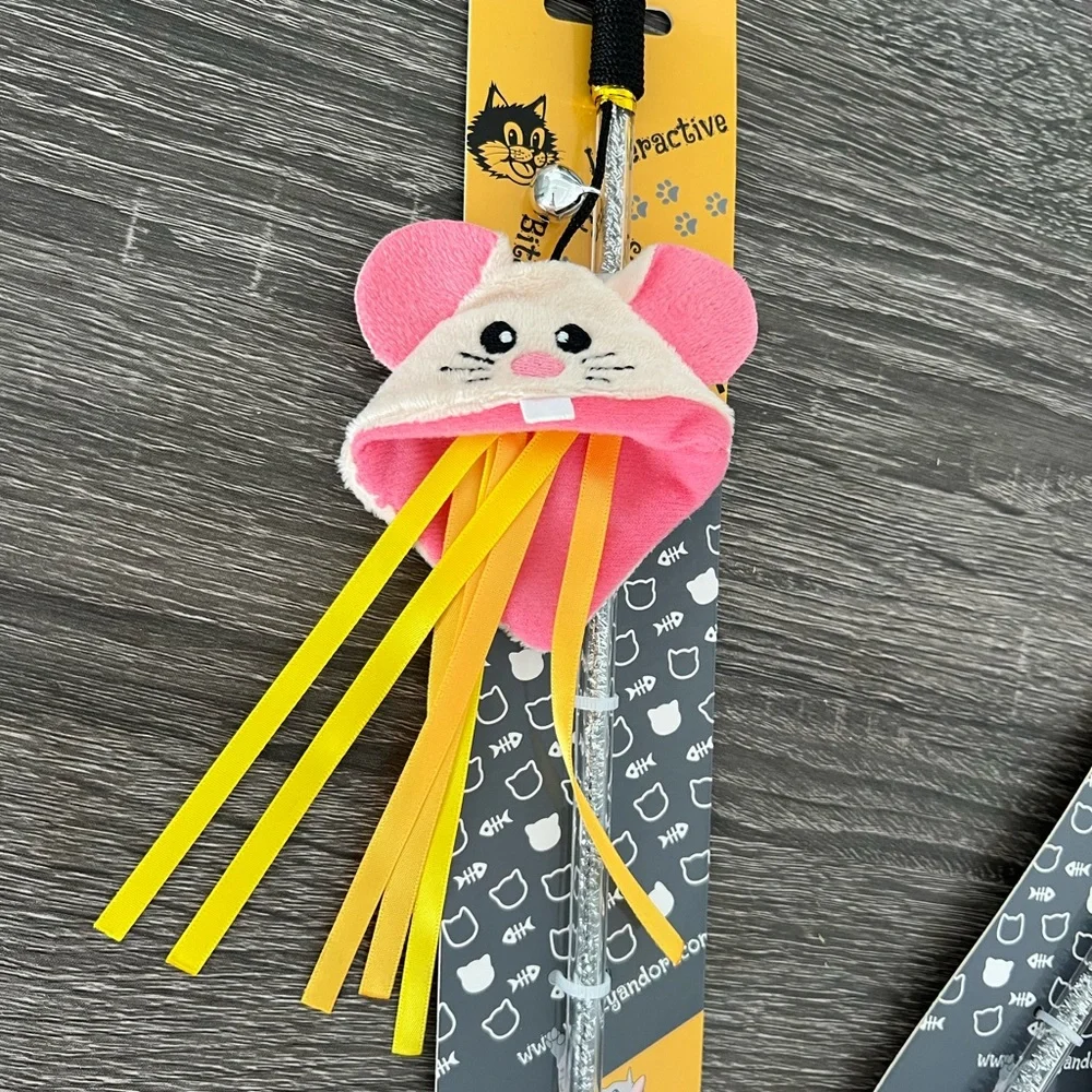 Interactive Cat Toy Teaser with Crunch paper and Ring bell - Mouse Design